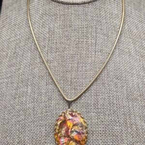Whiting & Davis Gold Necklace with Vibrant Pendant